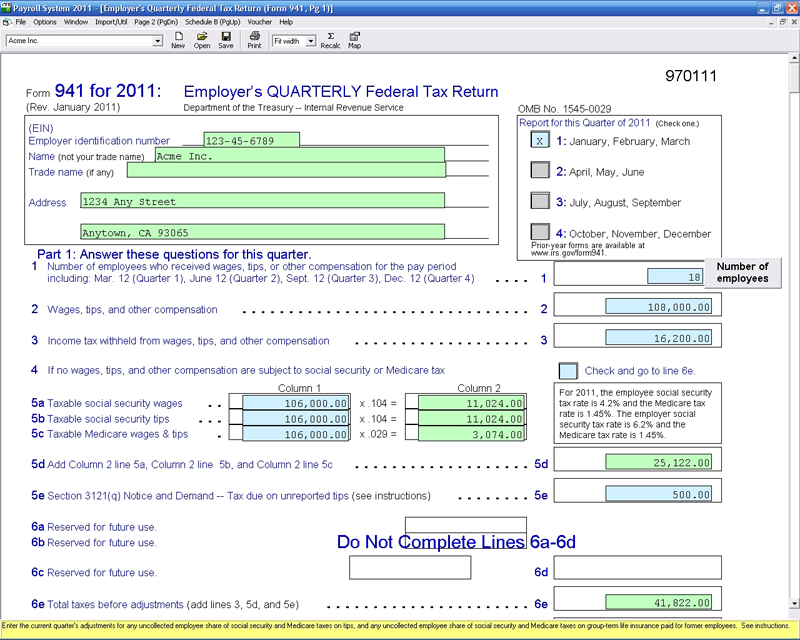 941/940 CFS Tax Software, Inc. Software for Tax Professionals